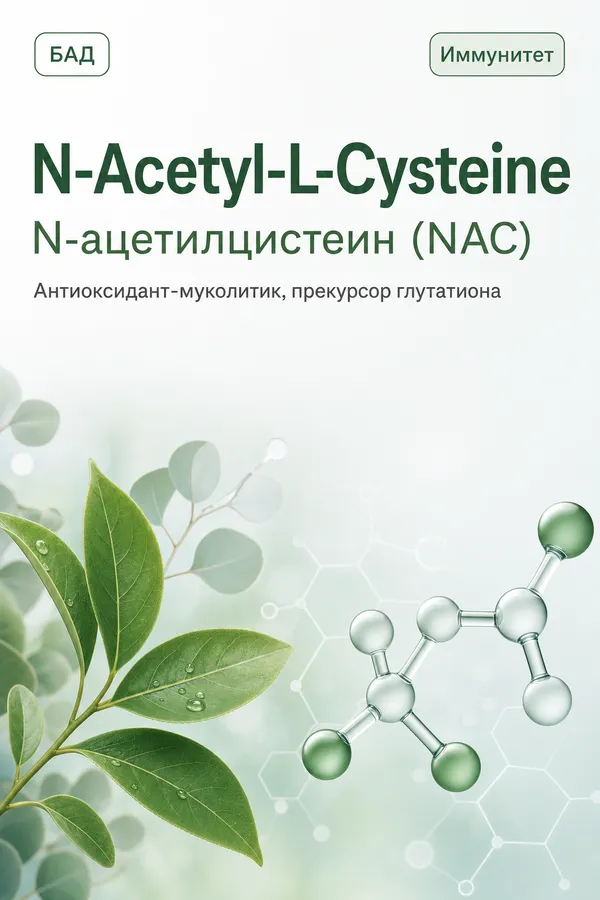 N-ацетилцистеин (NAC) (N-Acetyl-L-Cysteine) — Антиоксидант / муколитик